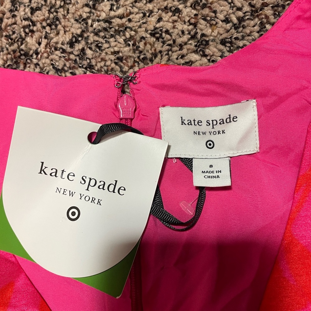 Kate Spade X Target Rose Peplum Midi Dress Red Pink Floral Size 6 or 10| NWOT - Picture 6 of 6